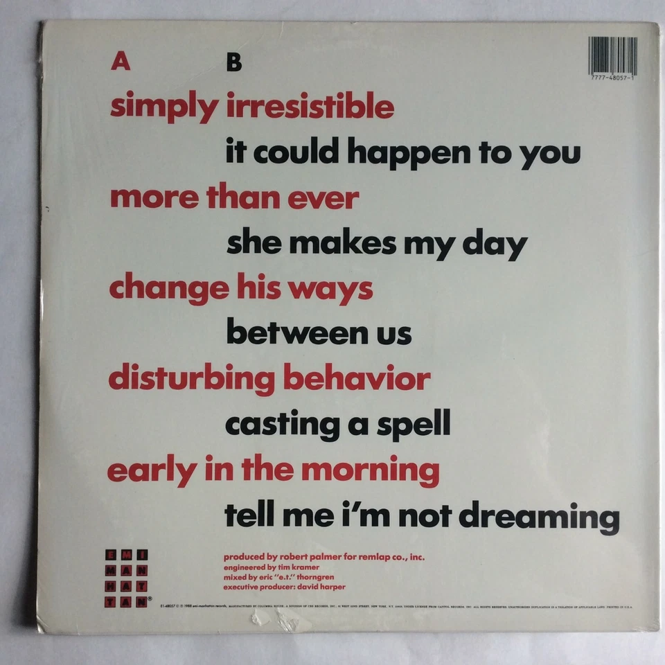 Robert Palmer - Heavy Nova 1988 EMI Manhattan LP E1-48057 New Sealed - Image 2 of 2