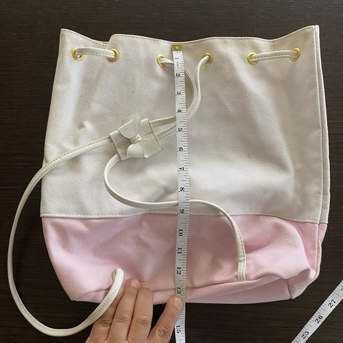 Vintage Y2K Juicy Couture Pink Cream Drawstring Scrunchy Tote Backpack Cute! - Picture 7 of 11