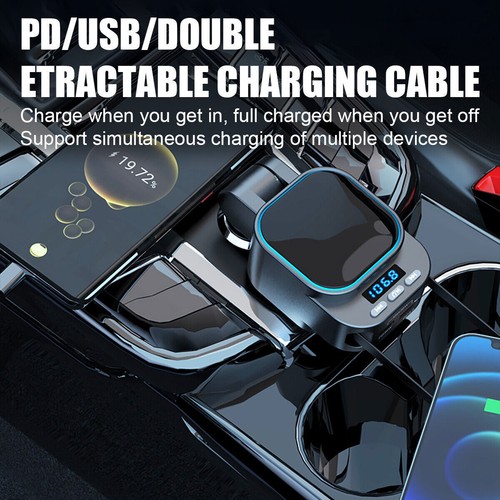 Bluetooth 5.3 Car FM Transmitter 96W PD Type-C+QC3.0 Fast Car Charger MP3 Player - Picture 3 of 14