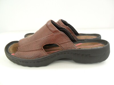 HUSH PUPPIES MENS LEATHER SANDALS SLIPPERS BROWN SHOES SIZE 