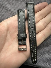 Vintage Watch Strap 16 mm Leather Nos Handmade Proper Old School V31