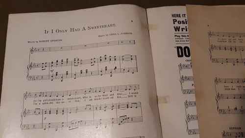 Partituras de piano vintage If I Only Had a Sweetheart 1909 de Chas Johnson - Imagen 2 de 3