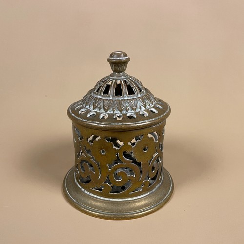 Antique Ornate Brass Metal Indian Metal Candlestick Candle Tea Light Lantern Lid - Foto 3 di 8