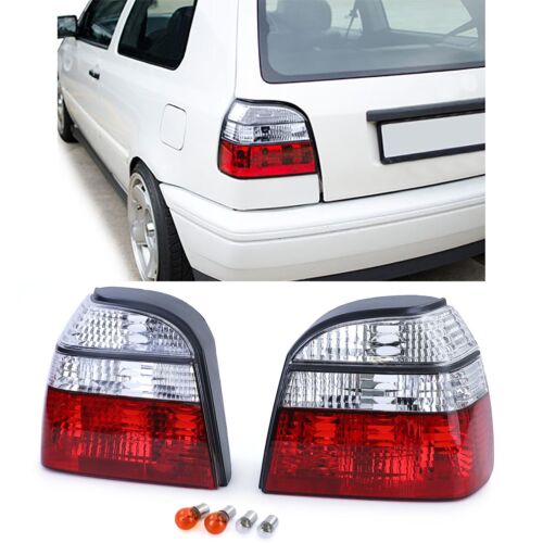 Feux arrière rouge/blanc pour VW Golf 3 III berline/cabriolet à partir de 1991-1997 - Photo 1 sur 4