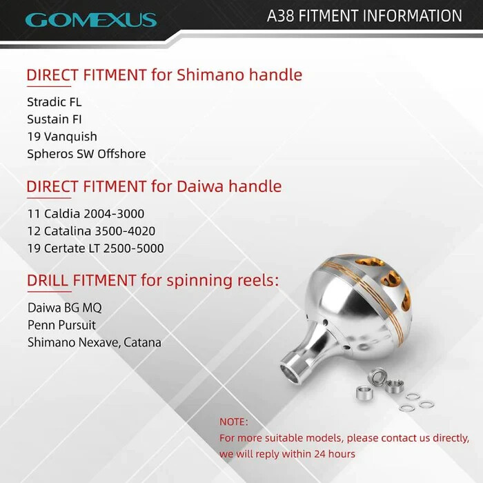 GOMEXUS Bouton De Moulinet En Aluminium 45mm – Compatible Shimano Saragosa, Stradic, Ultegra – Roulement Inox, CNC, Anti-UV Et Eau De Mer
