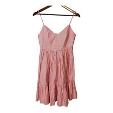 J.Crew Drapey Spaghetti Strap Dress 100% Cotton. Red White Stripe. Size 4