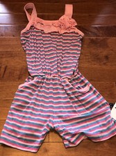 Kickee Pants Bamboo Flamingo Anniversary Stripe Flower Romper w Pockets 4T New