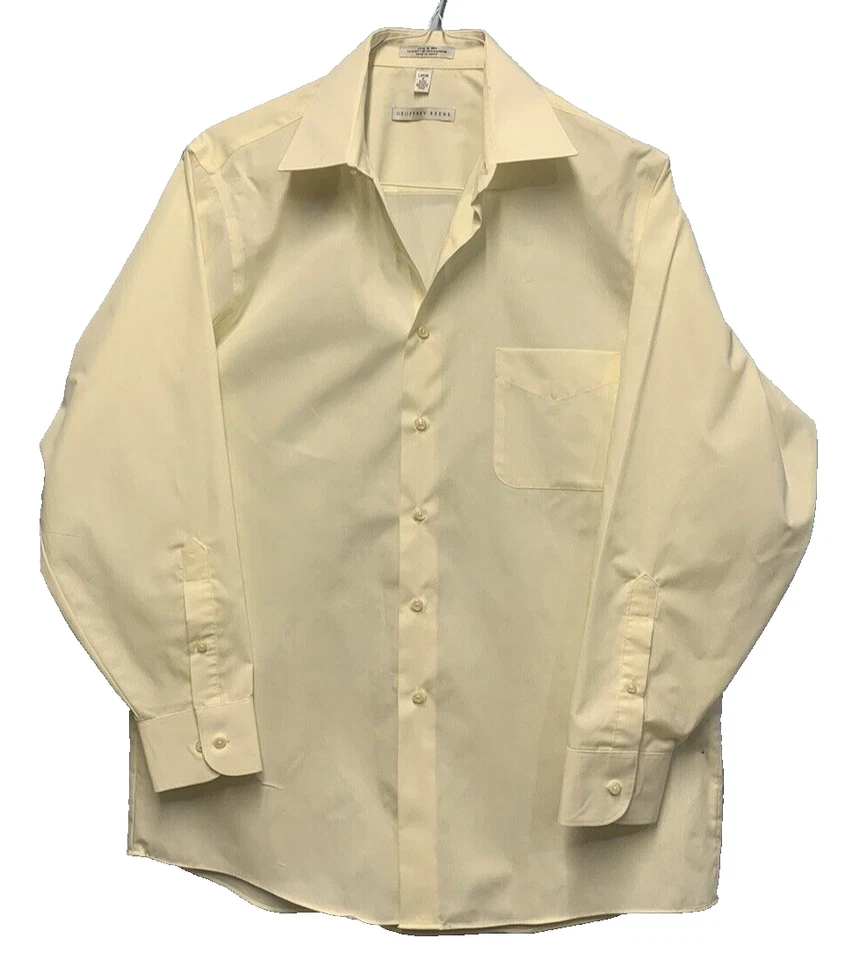 Camisa de hombre Geoffrey Beene con botones manga larga fresca y seca marfil L 16 32-33 Foto 3 de 4