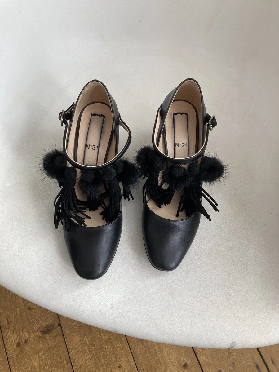 Pom pom sale block heels