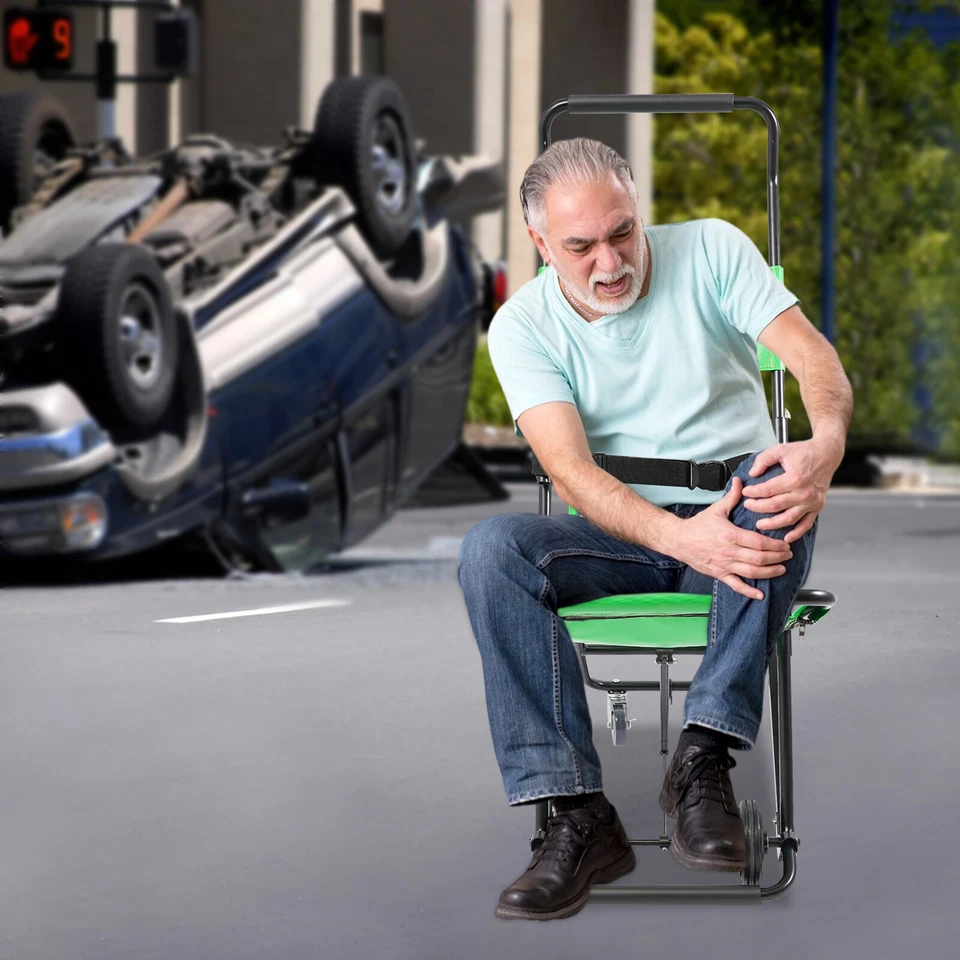 Cadeira de escada manual dobrável de transporte de emergência cadeira com rodas 350 libras - Imagem 3 de 4