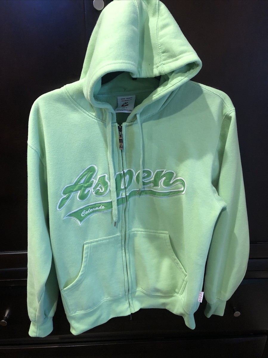 Unisex Vintage Aspen Embroidered Sweatshirt Zip Up Hoodie