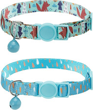 Cute Cat Collar for Girl Boy,Colorful Breakaway Cat Collars with Bell 2 Pack  Adj
