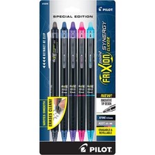 Pilot FriXion Synergy Clicker Gel Pen Erasable 5/Pk Asst .5mm Office School Home