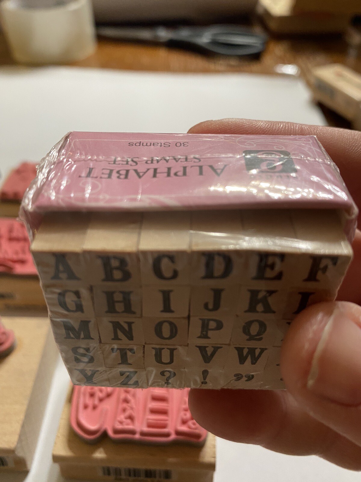Wooden Rubber 5 Stamp Lot Birthday Alphabet Candles Card Making