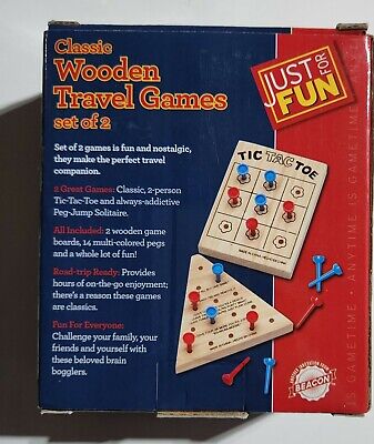 Wood-Peg Games-Hand Held-Travel-Lot of 2 Board Games - Solitaire