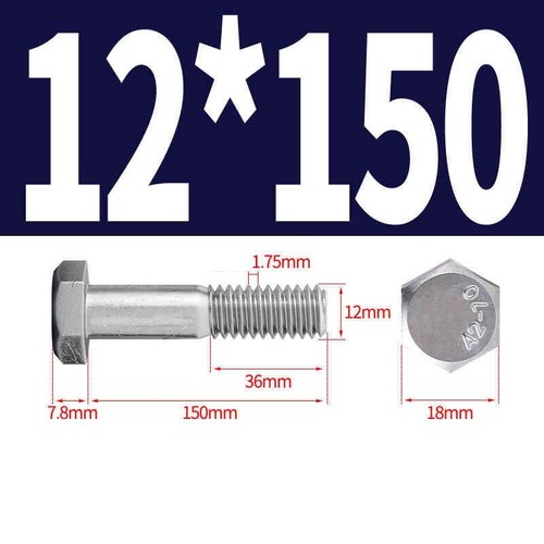 M6 M8 M10 M12 Part Threaded Hexagon Head Bolts Hex Screws A2-70 Stainless Steel - Picture 93 of 107