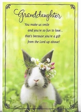 NEW Happy Easter Card 4.5x7 GRANDDAUGHTER You Make Us Smile & Fun to Love