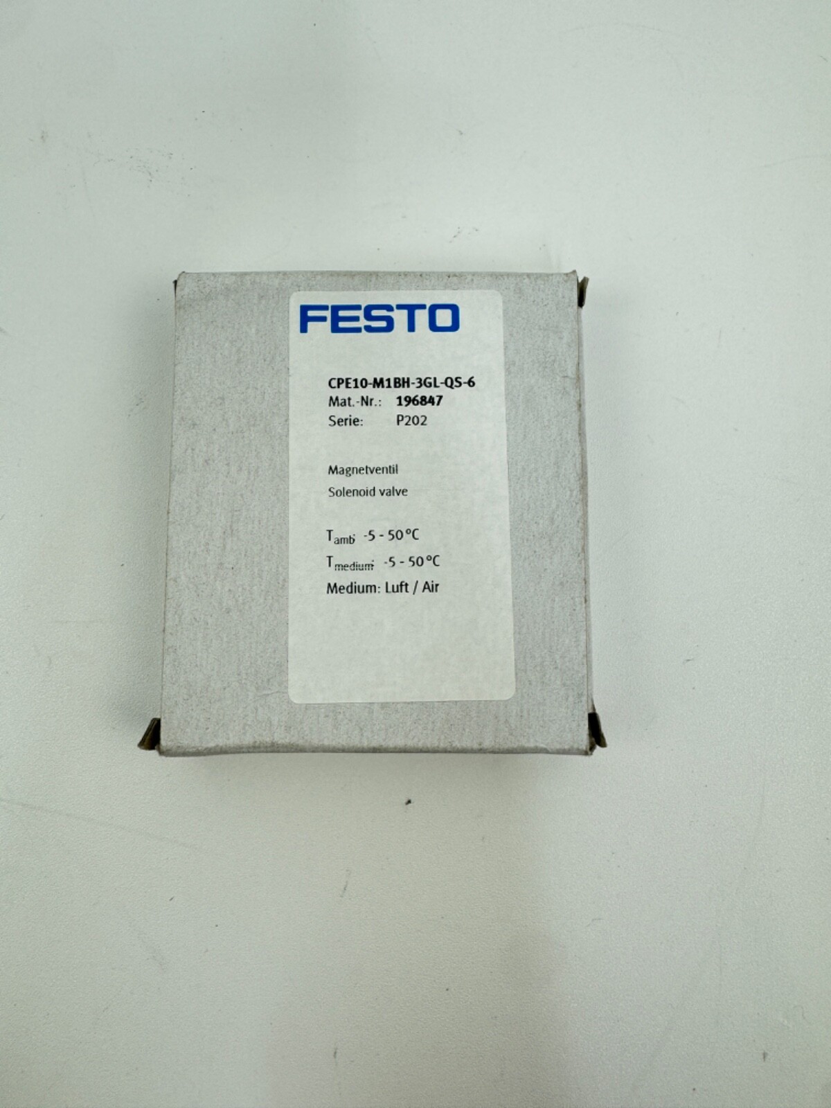 FESTO Solenoid valve CPE10-M1BH-3GL-QS-6 196847