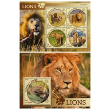 Lions Stamp Bundle Panthera Leo Wild Animal Souvenir Sheet MNH #6903-6906