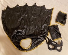 4pcs Marvel BATGIRL Kids Costume Accessories-Mask Cape Oversleeve-Black-Small