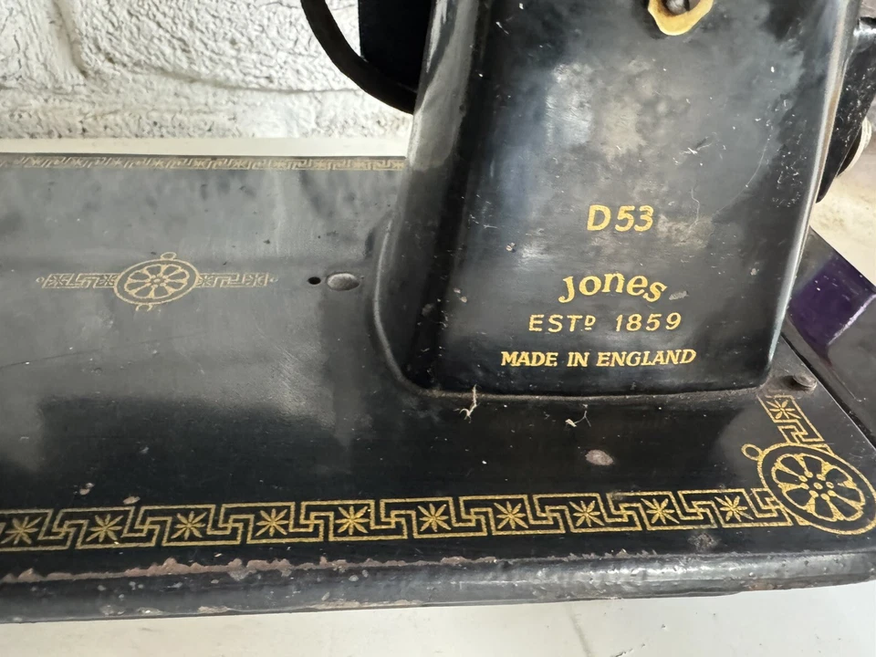 Antique Sewing Machine Scarce Jones Hand Crank D53 Jones -untested unrestored AF - image 3 of 4