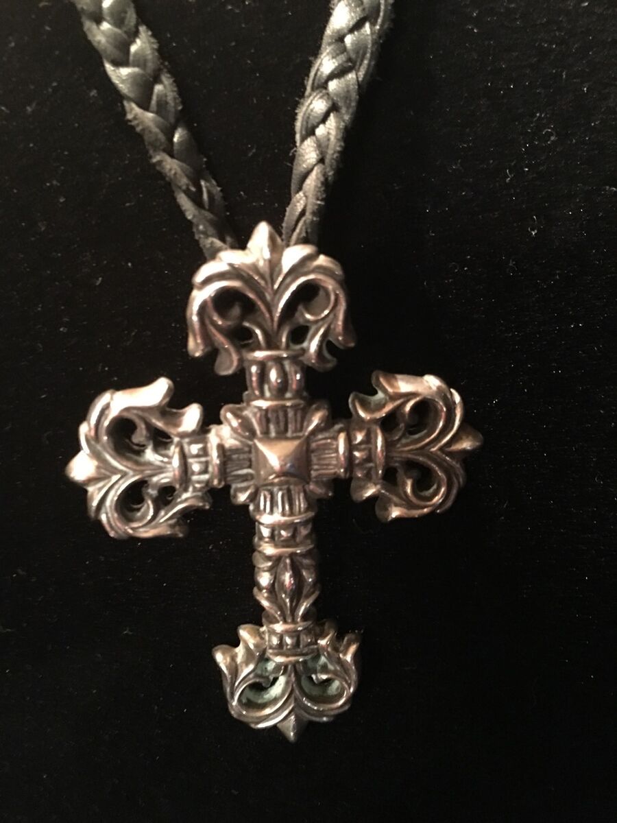 CHROME HEARTS Large Cross With Braided Leather Necklace! | eBay CHROME HEARTS Large Cross With Braided Leather Necklace! | eBay