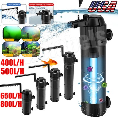 UV Sterilizer Filter Light Oxygen Internal Pump Aquarium Fish Pond Tank Clean US