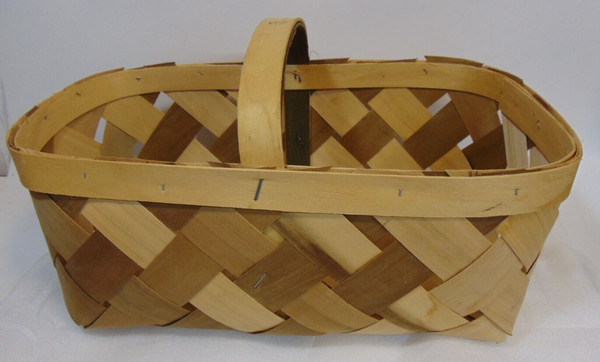 Cesta de madera tejida a mano almacenamiento rústico decorativo funcional férula vintage