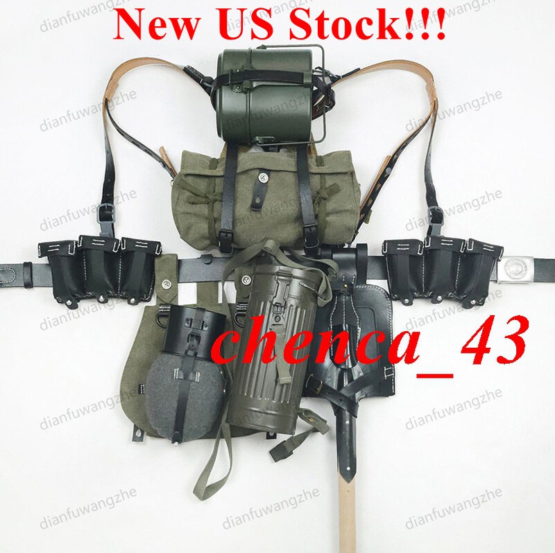 US Stock!!! 98K Canvas Field Gear Replica WWII 11pcs Combination Set 110cm Belt