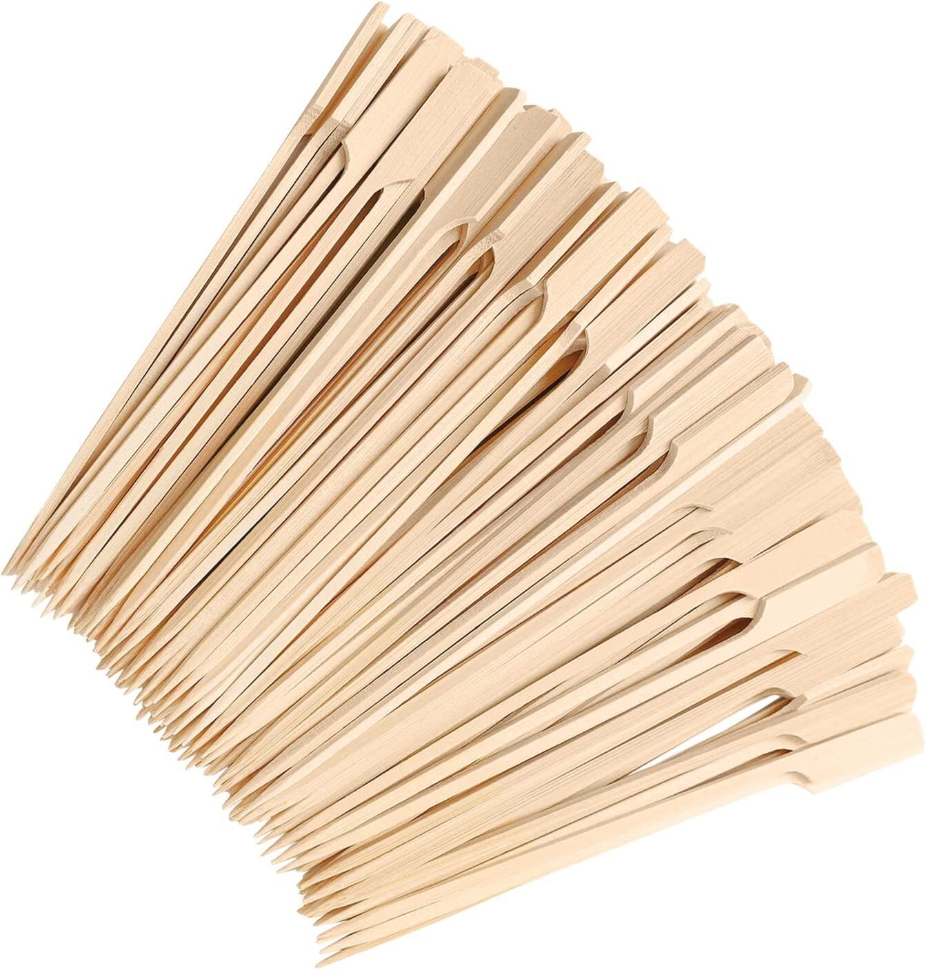 50 Wooden Paddle Bamboo Skewers BBQ Grill Barbecue Sticks Kebab Fruit