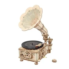 ROKR DIY Crank Classic Gramophone 3D Wooden Puzzle (Hand Rotating)
