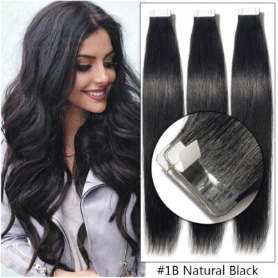 100% Remy Echthaar 40 Tressen Tape In Extensions Haarverlängerung Gewellt Glatt