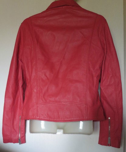 ETAM PERFECTO MOTORCYCLE JACKET ZIP IN LAMBSKIN FR40,UK12,EU38,IT44 CORAL PINK - Picture 5 of 9
