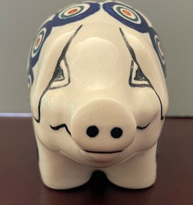 Ceramic CERAMIKA ARTYSTYCZNA Peacock & Leaves Piggy Bank -Great Smile!