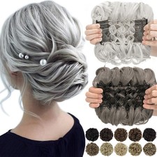 THICK Natural Curly Messy Bun Hair Piece Scrunchie Updo Hair Extensions AS Human