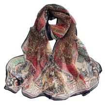 Pokeedioty Fashion Scarfs for Women Lightweight Fortune Tree Red Black