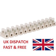 15A AMP 12 WAY SCREW TERMINAL CONNECTOR STRIP CHOCOLATE BLOCK CLEAR 12mm² CABLE