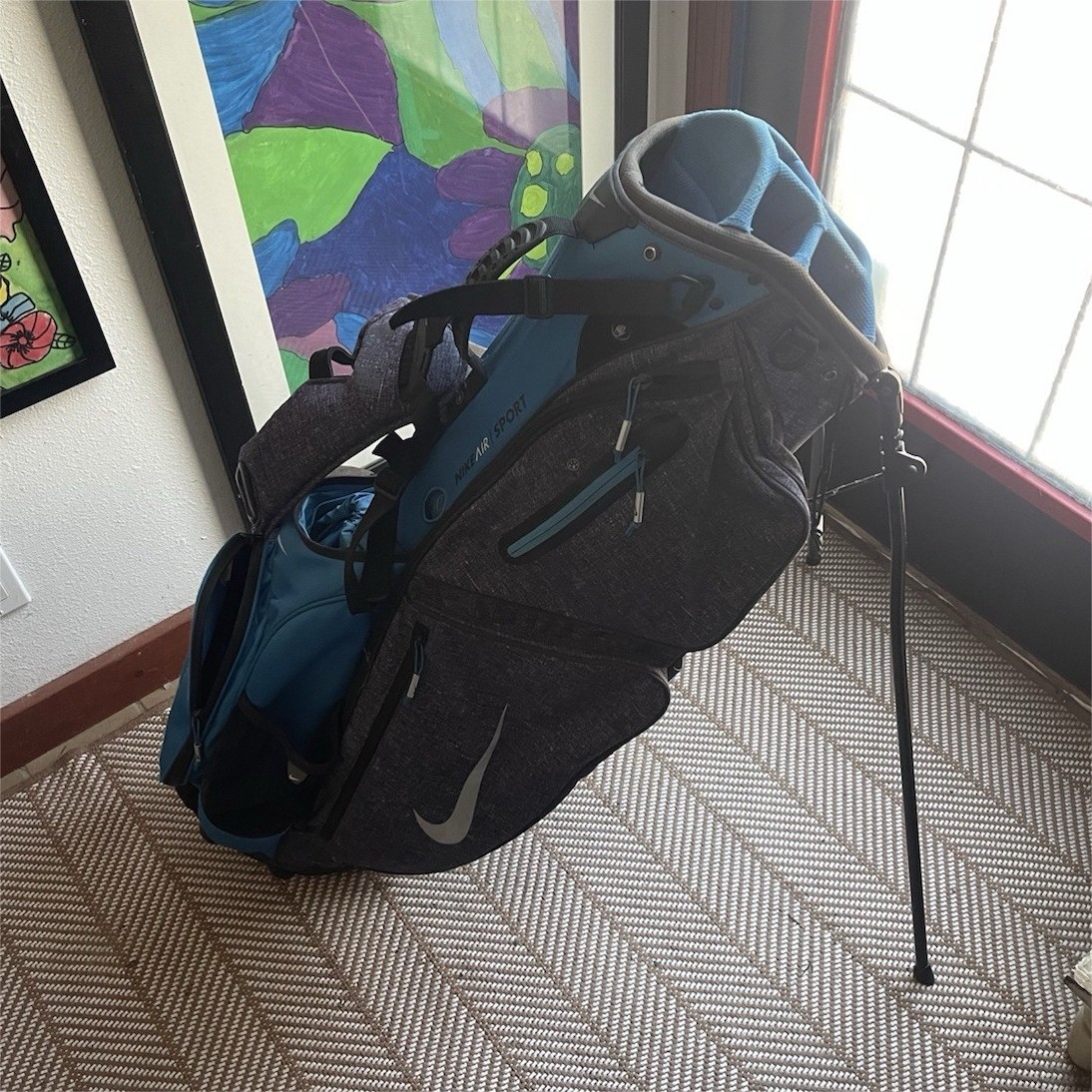 Nike Air Sport Stand Golf Bag Blue grey 5-Way Divider Dual Strap