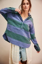 Free People We The Free Arizona Sky Striped Pullover M 8 Cotton Top NWD 44565