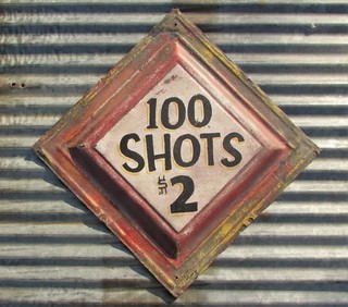 VINTAGE SHOOTING GALLERY CARNIVAL GAME SIGN HAND PAINTED AMUSEMENT PARK ARCADE