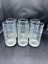 GLASSES 16 OZ ANCHOR HOCKING  THICK  ICED TEA /WATER TO RIM RIBBED Set Of 6 VGUC