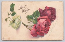 Vintage Floral 'Best Wishes' Postcard with Roses by Fletcher 1920