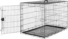 Portable, Foldable Metal Wire Dog Crate with Removable Tray, Divider Panel, Easy