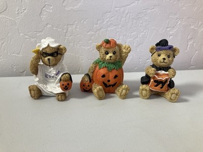 Halloween Teddy Bears Resin Figurines -  Pumpkin, Ghost, Witch, Trick Or Treater