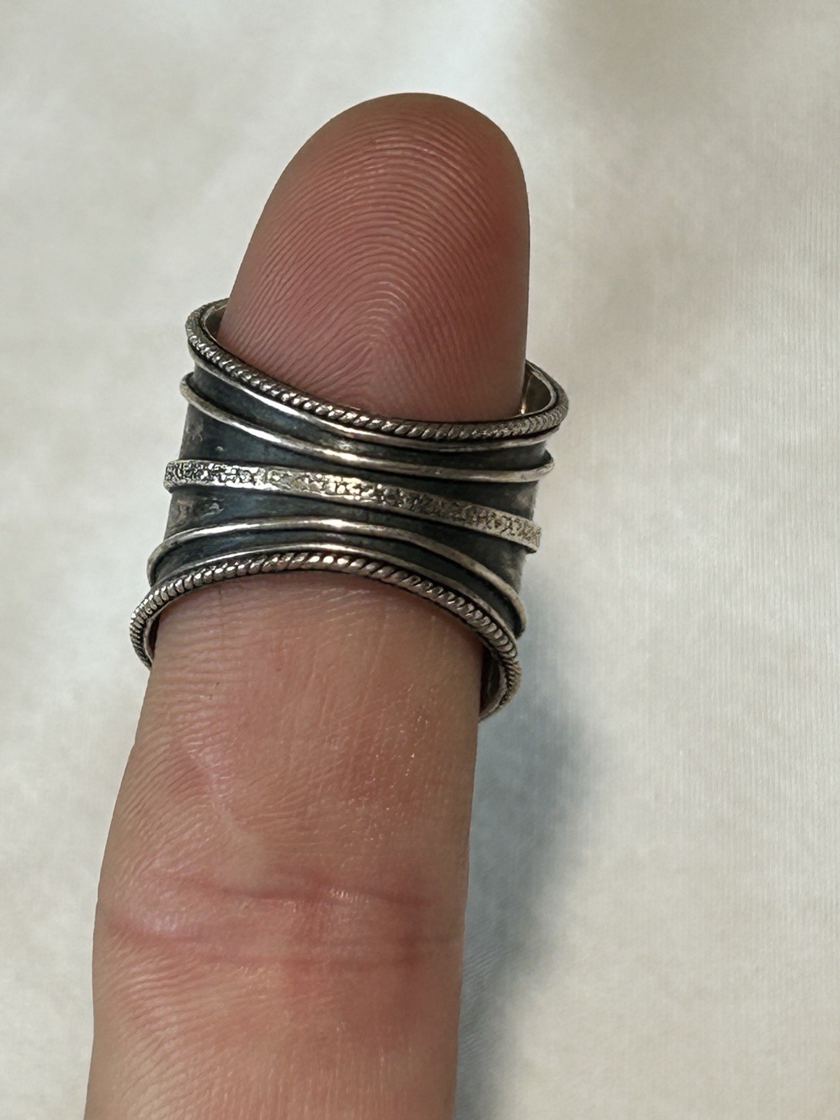 Boho Silver Tone Statement Ring with Moonstones S… - image 5