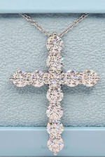 5.50Ct Round F/VS1 Lab Grown Diamond CROSS PENDANT WITH CHAIN  14K WHITE Gold