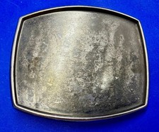 Blank Rectangular Antique Silver Color Enamel Fill Project Vintage Belt Buckle