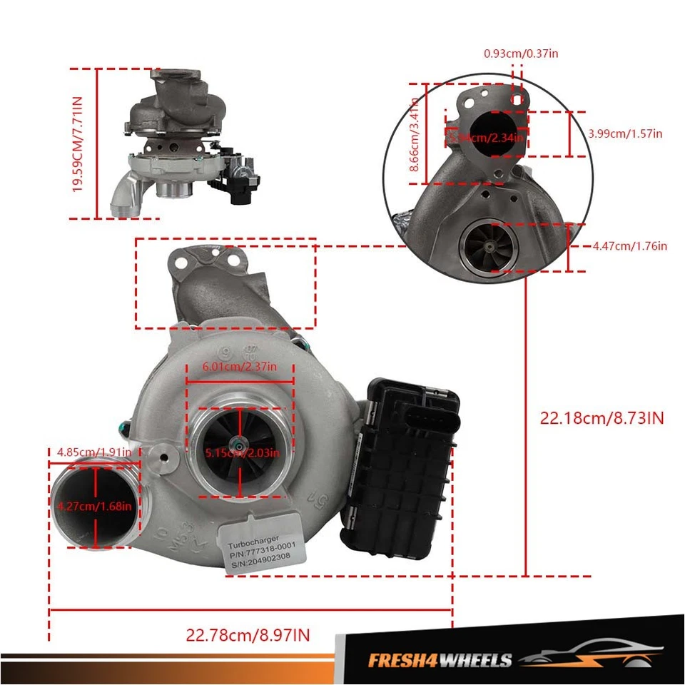 Turbocompresor para Mercedes-Benz Sprinter E350 ML320 OM642 2009-2014 3,0 L Foto 4 de 4