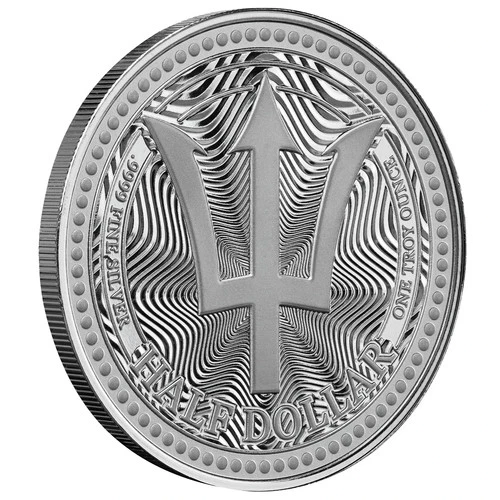 2025 - BARBADOS TRIDENT - Scottsdale Mint 1 oz .999 Fine Silver Coin PROOF LIKE