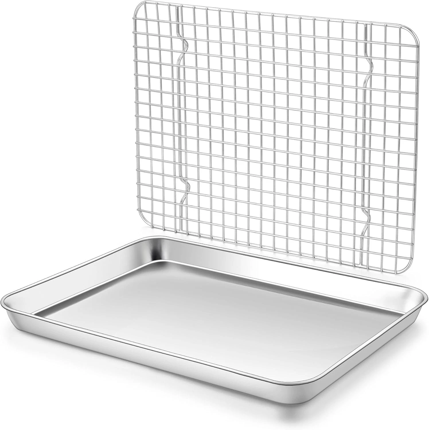 Baking Sheet with Wire Rack Set (1 Pan+1 Rack) 12" x 10" Stainless Steel